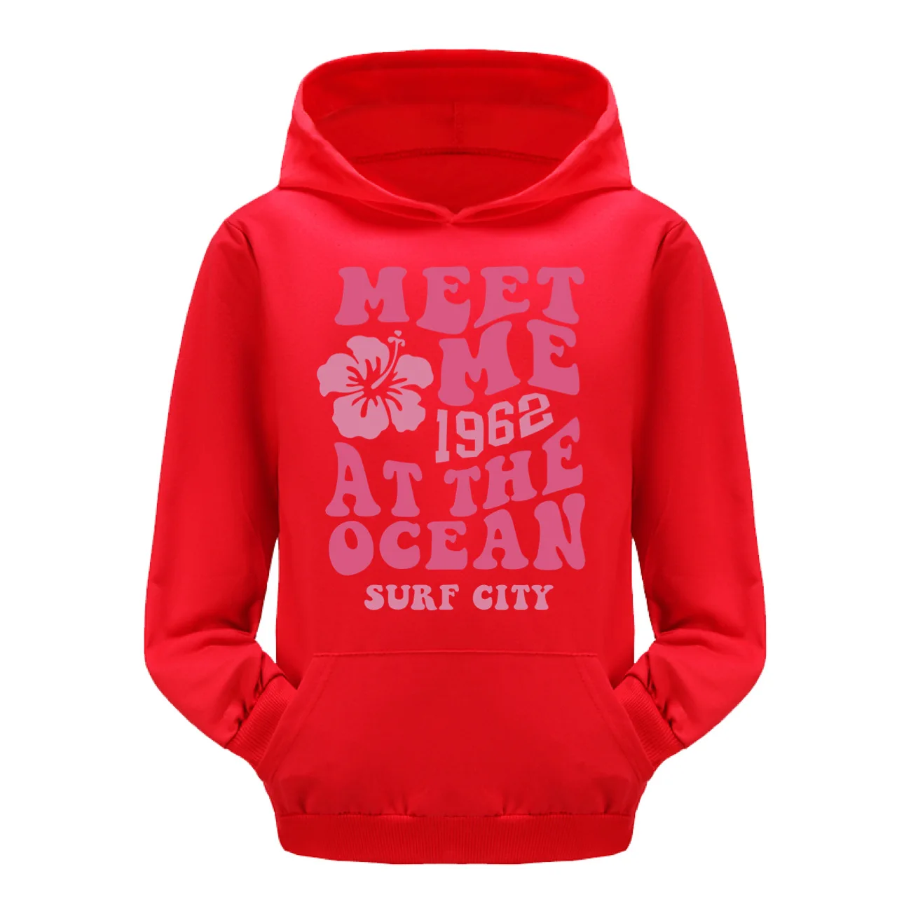 Meet Me At The Ocean 1962 Surf City Hoodies Boys Girls Sweatshirts Autumn Spring Clothing Kids Casual Tops Long Sleeve Clothing