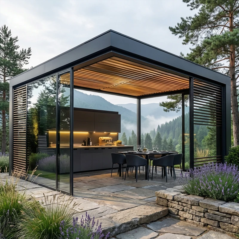 

Modern Aluminum Pergola Bioclimatic Louver Roof Gazebo Waterproof Outdoor Sunshade Pavilion for Garden Patio Backyard Villa Terr
