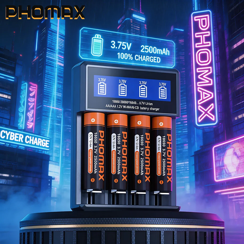 

PHOMAX 100% New 18650 Battery 3.7V 2500mAh 18650 Rechargeable Battery High-current for Flashlight Batteries for 18650 Battery