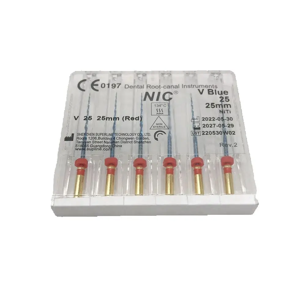 10packs of Original NIC V Blue Dental Root Canal Niti Engine Use Rotary Files 25mm #25 6files/pack
