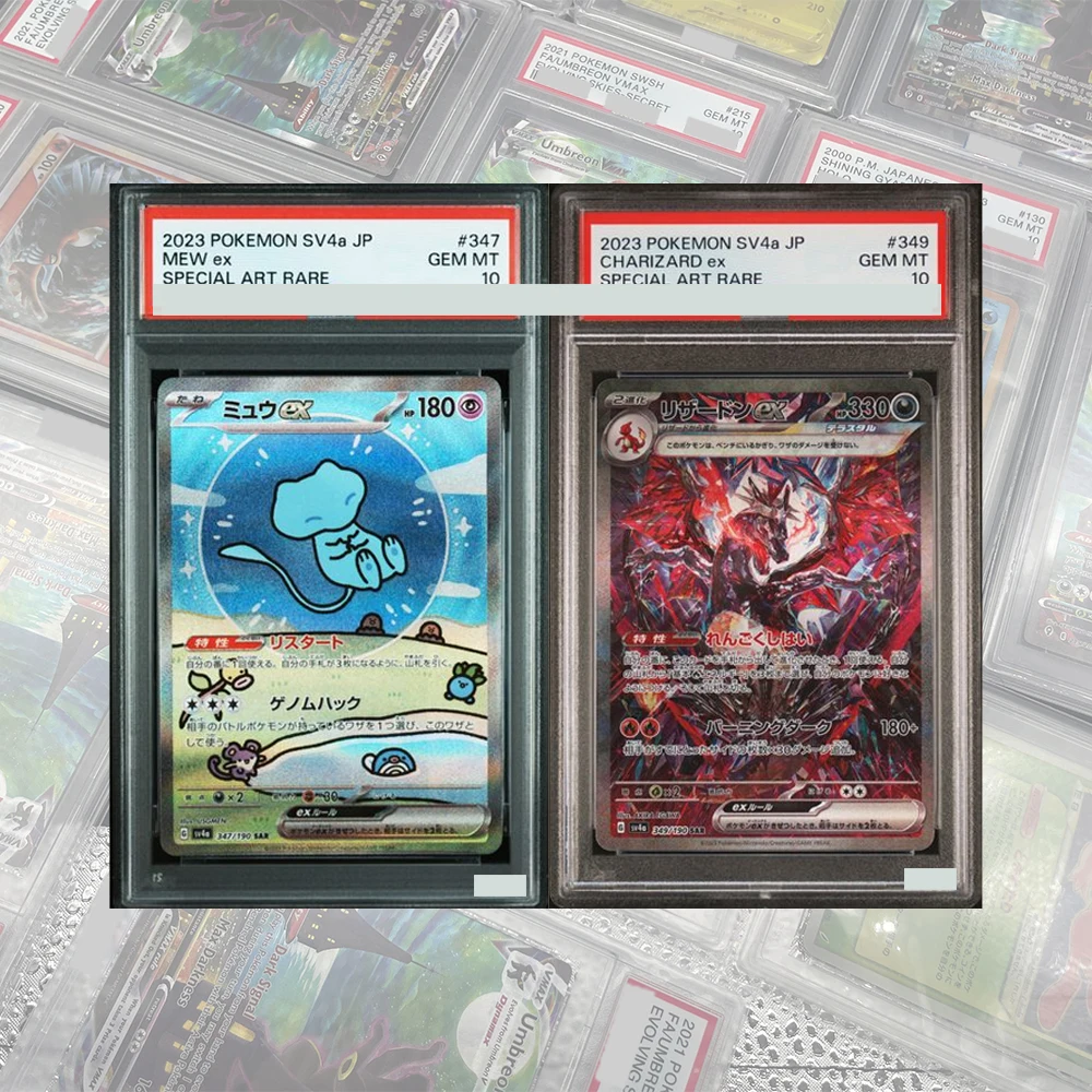 DIY Proxy PTCG Graded Collection Card SV4a JP Mew Ex Charizard Ex Special Art Rare GEM MT 10 Card Holographic Labels Child Gift