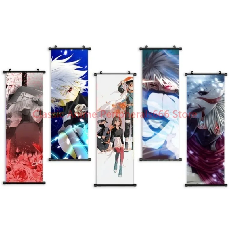 High-definition spray-painted hot-blooded Naruto Kakashi Obito anime Naruto Sasuke decorative painting wall hanging