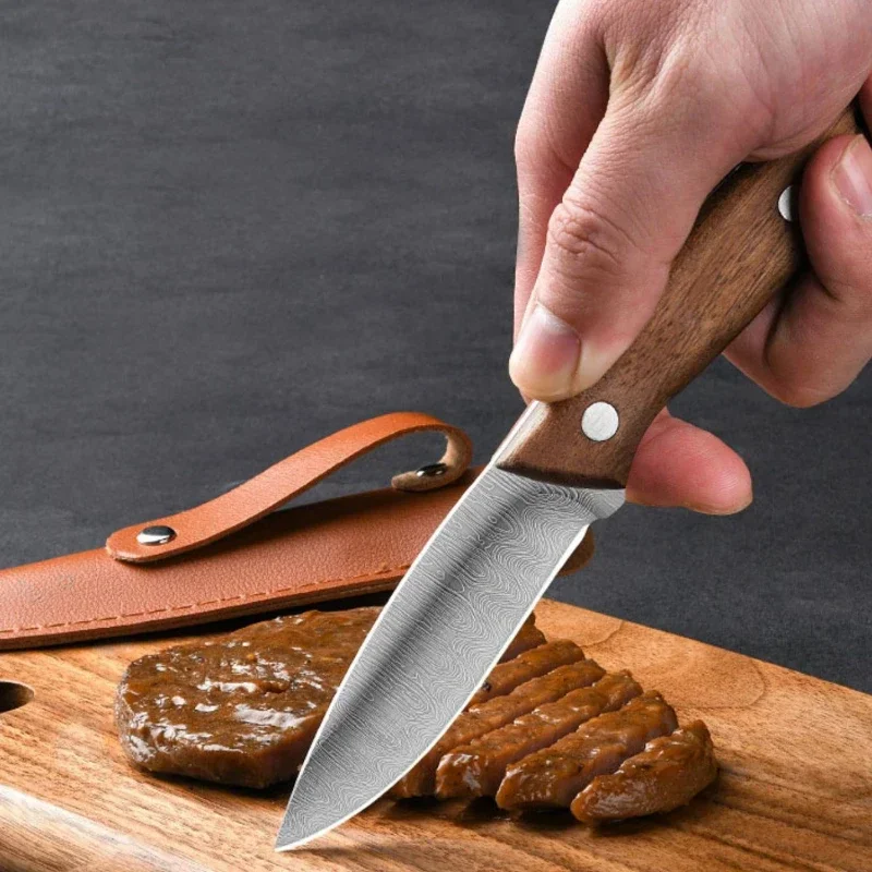 Outdoor fruit knife with holster knife, portable stainless steel knife, home kitchen fruits and vegetables, cutting knife