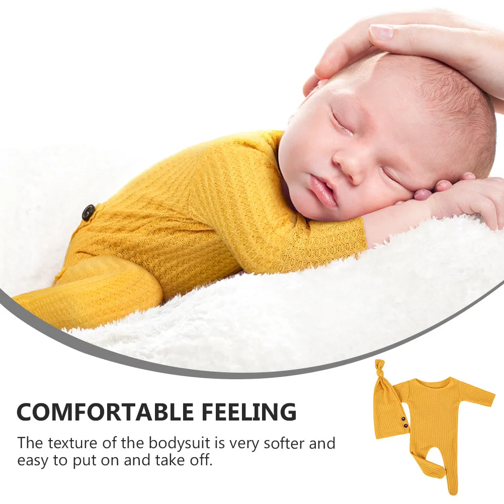 2Pcs Newborn Baby Photo Suit Soft Comfortable Knitted Jumpsuit Baby Photography Clothes Warm Decorative Knitted Jumpsuit