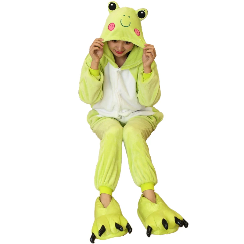 Kigurumi Frog Cartoon Pajamas Onesies For Adults Women Men Animal Pyjamas Christmas Halloween Cosplay Party Costumes