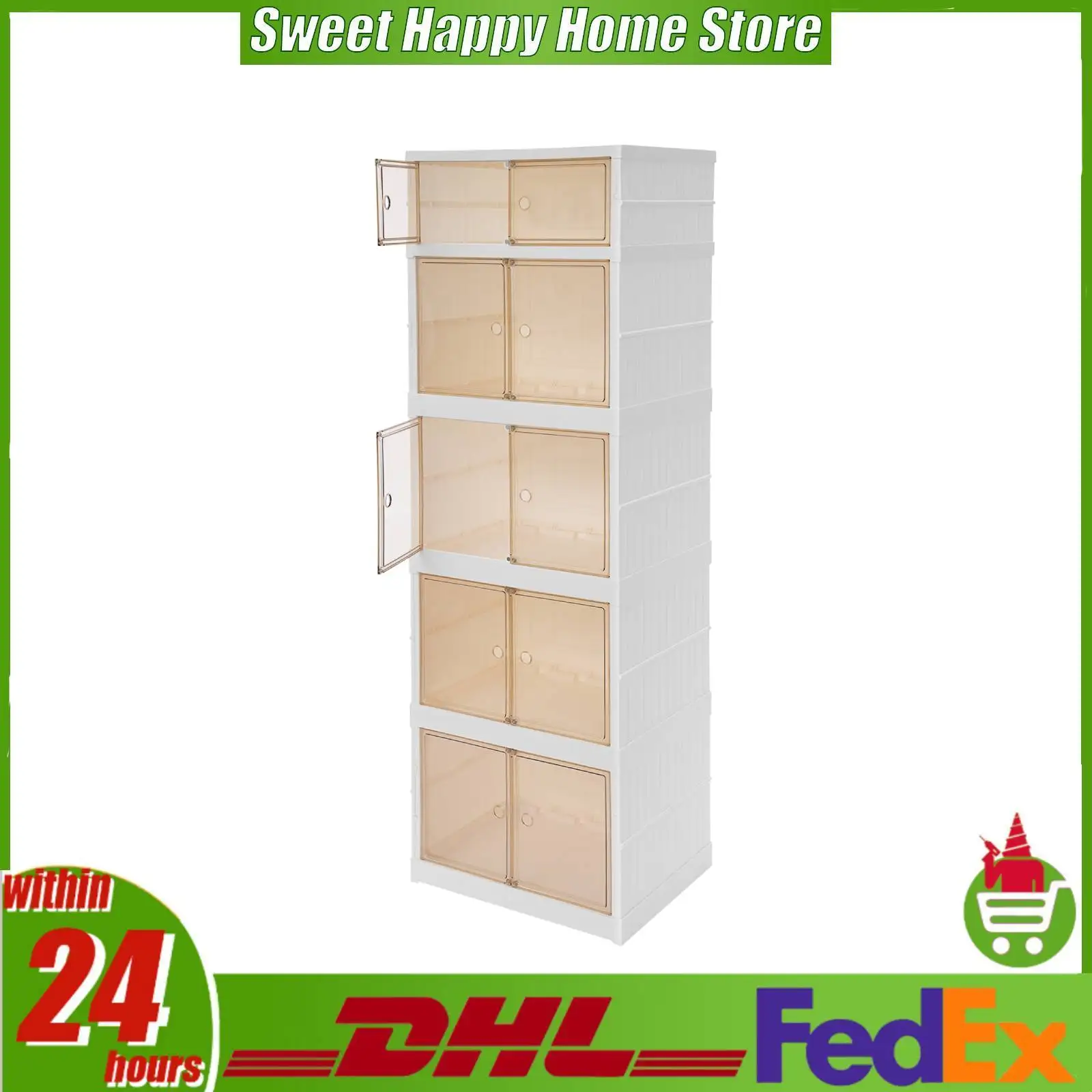 

5-уровневый складной шкаф для хранения с магнитными дверцами, органайзер для кухни, спальни, офиса