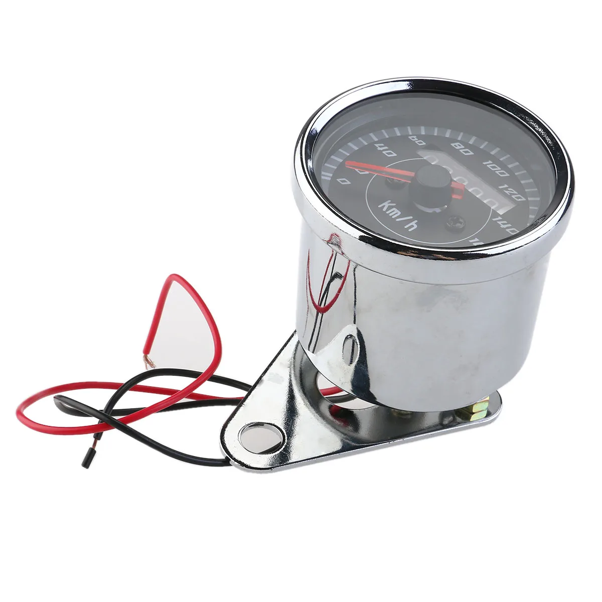 

1 Motorcycle Speedometer Odometer 90x67x67mm Silver Metal Blue LED Backlight Gauge 12V km h Motorcycle Instrument Panel