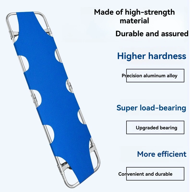 Portable Two-Part Folding Ambulance Stretcher with Canvas Cover and Seat Belt for Medical Emergency First-Aid