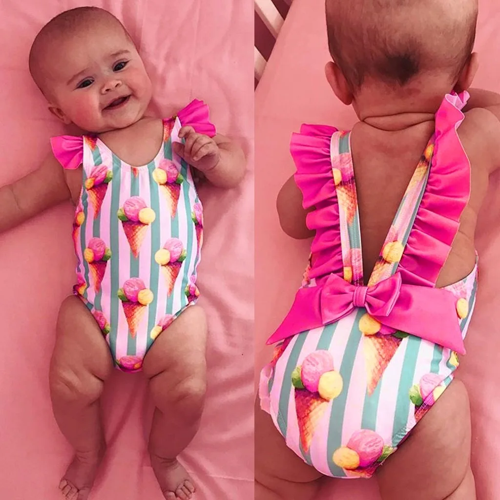 Swimsuits for Baby Girls Baby Girls Swimsuit Toddler Bikini Bow Swimwear Beach Bathing Suit Pink,80