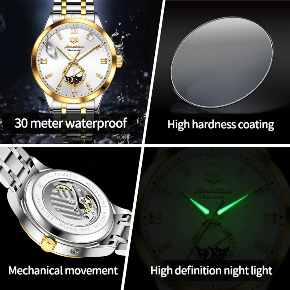 JSDUN Top Brand Luxury Automatic Mechanical Male Watch Original Waterproof Wrist Watch Men Fashion Stainless Steel Men\'s Watches