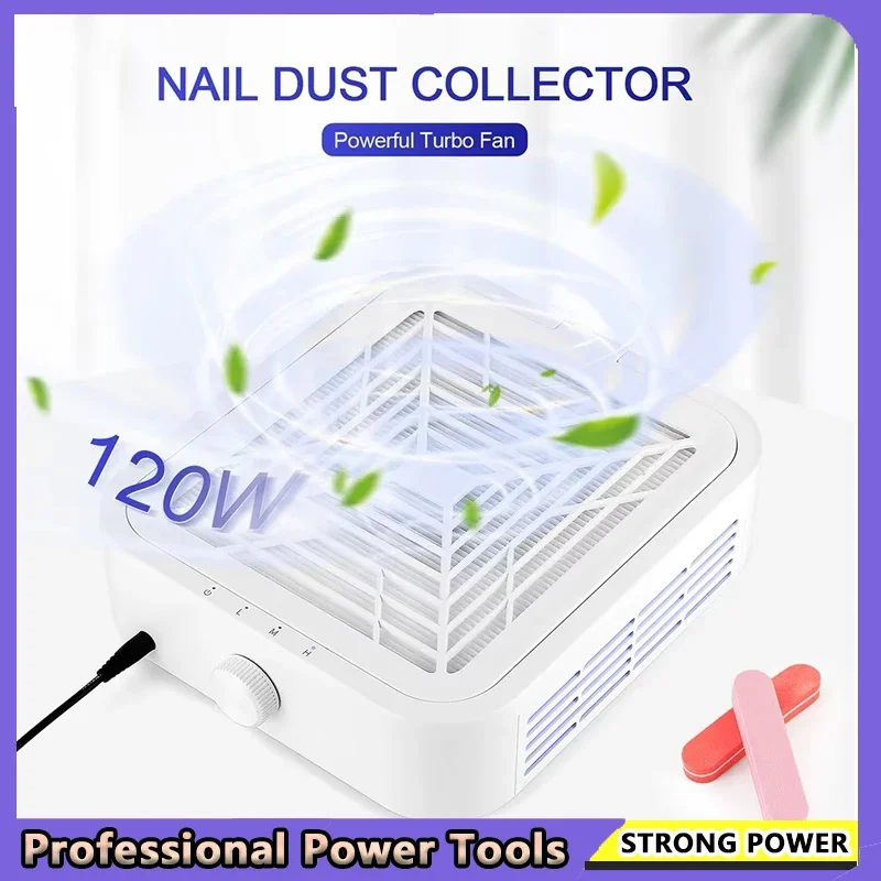 

120 Вт супер всасывающий пылесборник для ногтей, мощный бесщеточный пылесборник для ногтей, вентилятор для маникюра, пылесос с 2 фильтрами