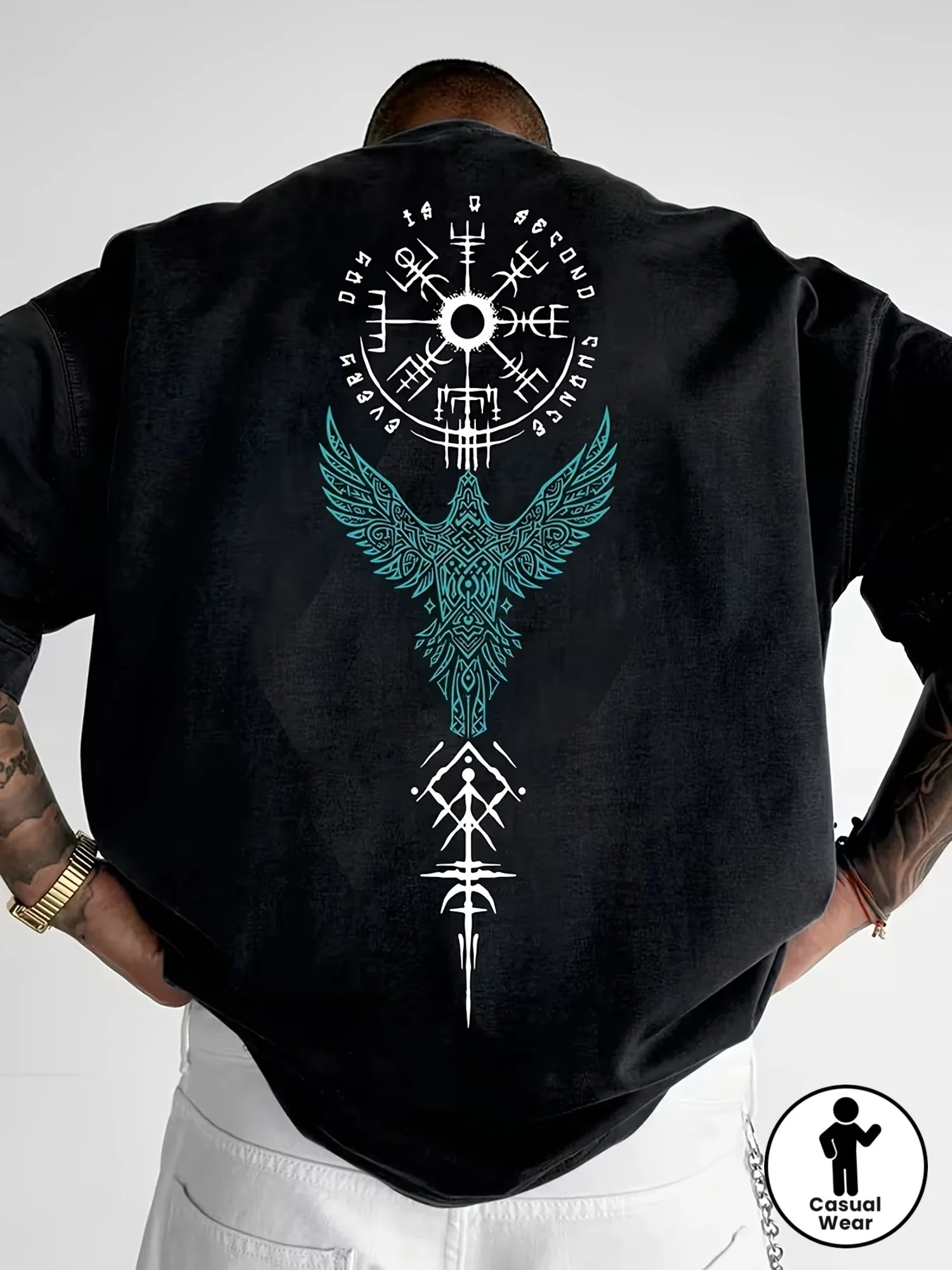 Men's Oversized T-shirt Tees Norse Mythology Summer Casual Cotton Short Sleeved Top