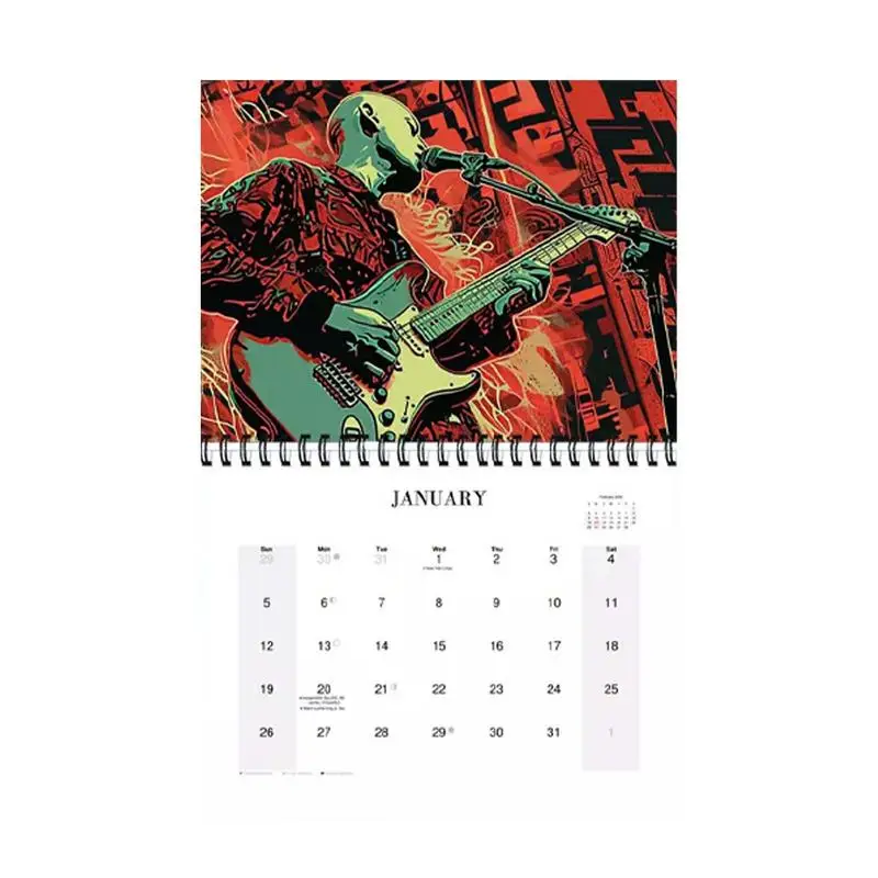 2025 Desk Calendar Office Punk Art Calendar Rock Style Monthly Desktop Supply Table Decorations Delicate Home Supplies