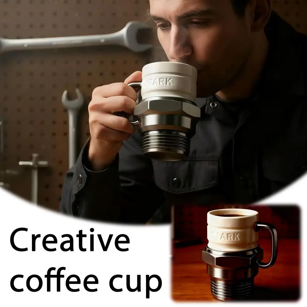 Novelty 3D Spark Plug Mug Ceramic Industrial Coffee Cup for Car Enthusiasts Mechanics Gearheads Garage Office Desk Decor Gift