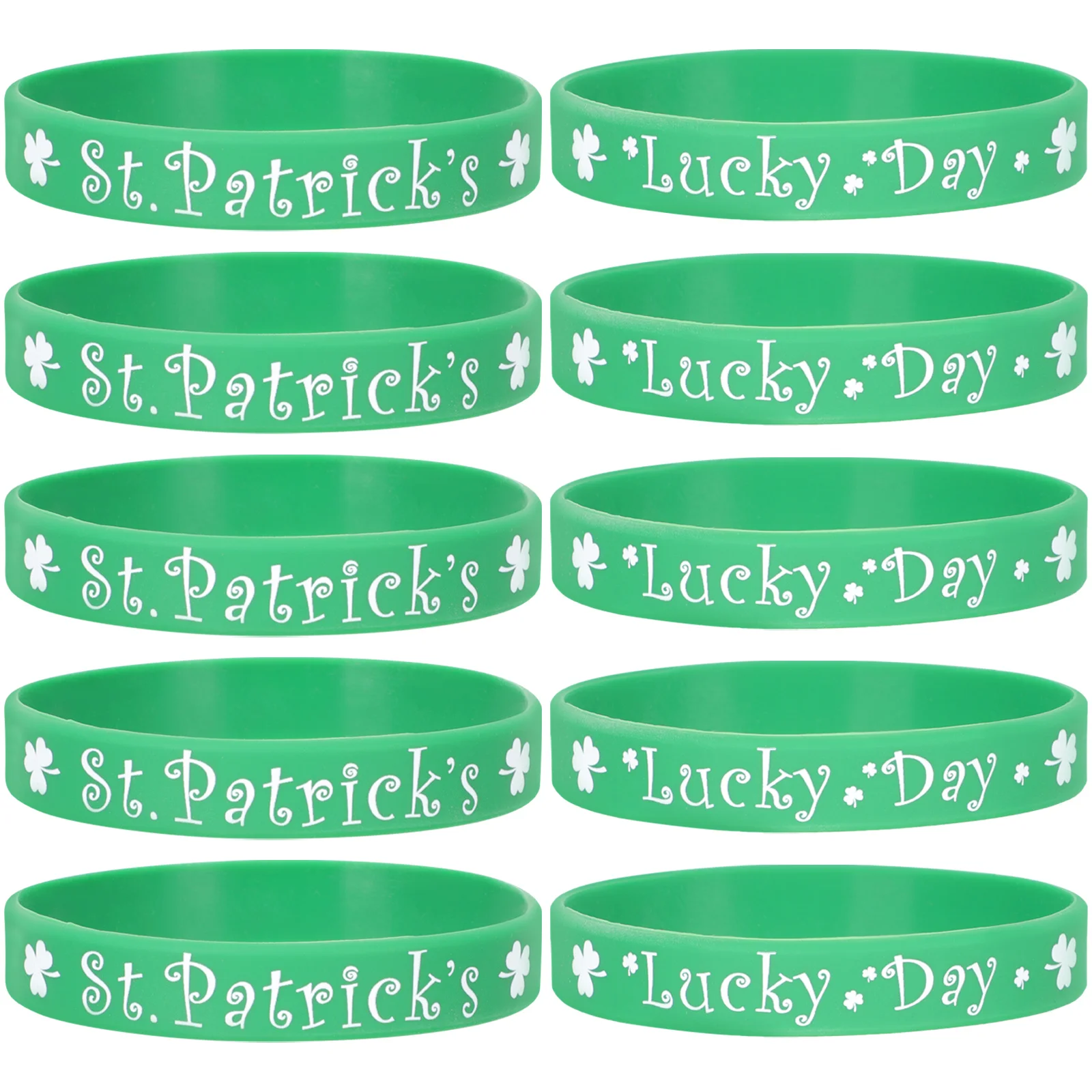 10 Pcs Irish Bracelet Silicone Bracelets Shamrock Wristband Green Party Favor Wristbands Bulk St Patrick' Day Accessories