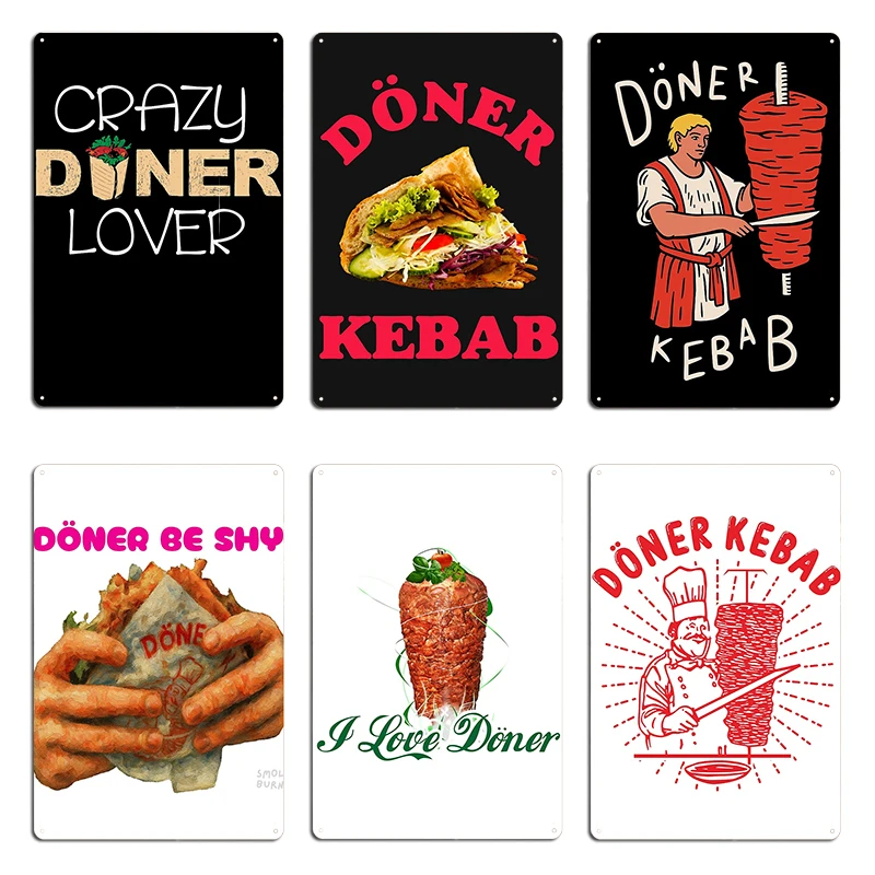 Crazy Doner Lover Kebab Pita Durum Kebab turco como hecho en Berlín Colonia Hamburgo y Munich cartel de chapa personalizado de Metal