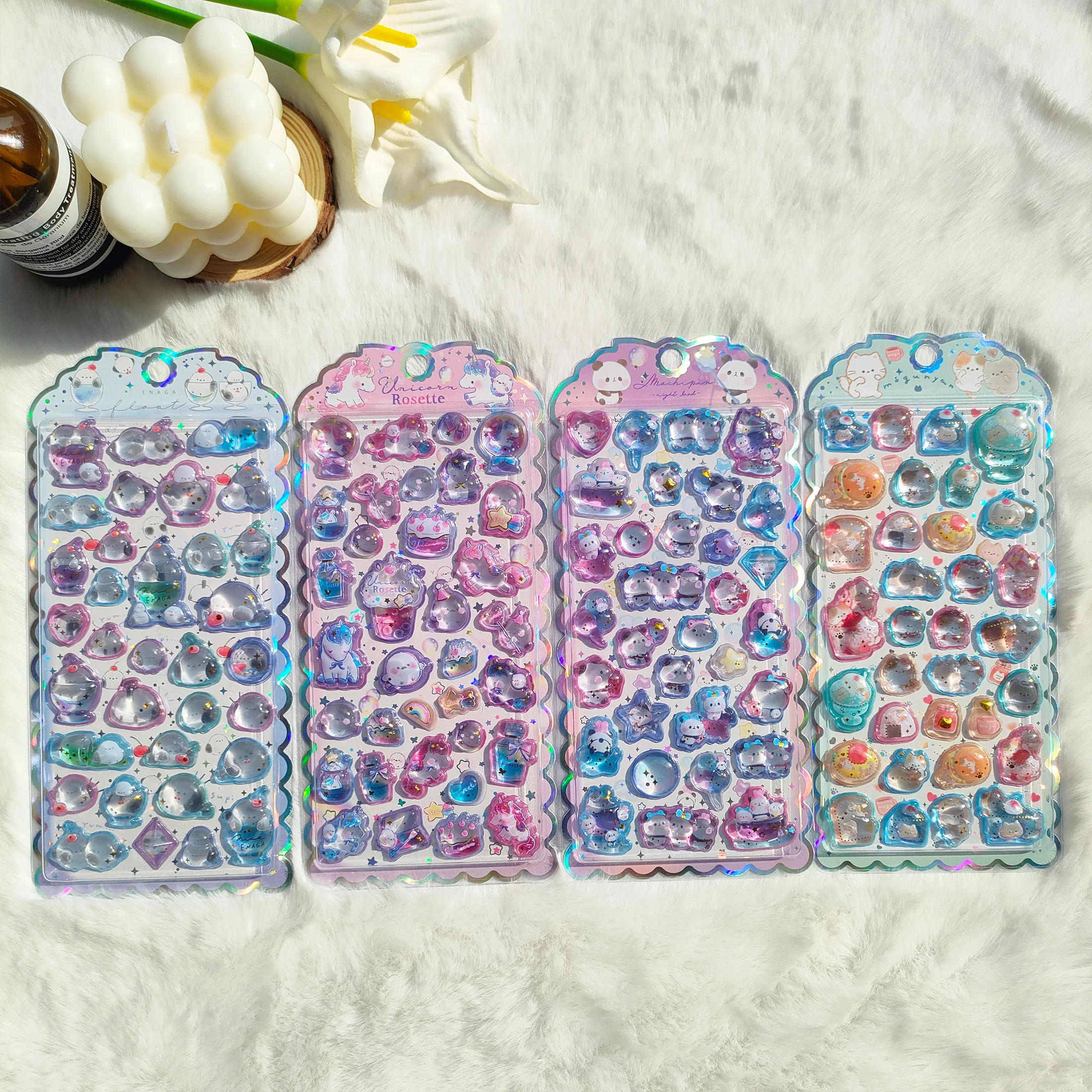 ملصقات ألماس كريستالية ثلاثية الأبعاد - شارات لطيفة لتخفيف الرسوم المتحركة مقاومة للماء للأطفال هدايا مكافآت للمجلة والحرف اليدوية