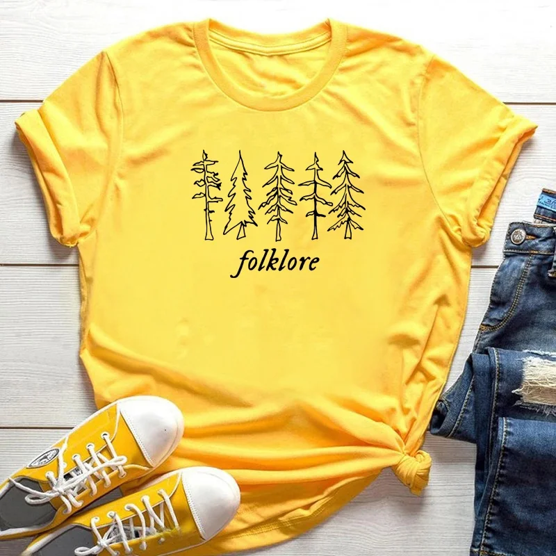 

Folklore Music Album Street Sle Women's T-irt round Ne ort Sve Cotton Blend Loose Fit Summer Top