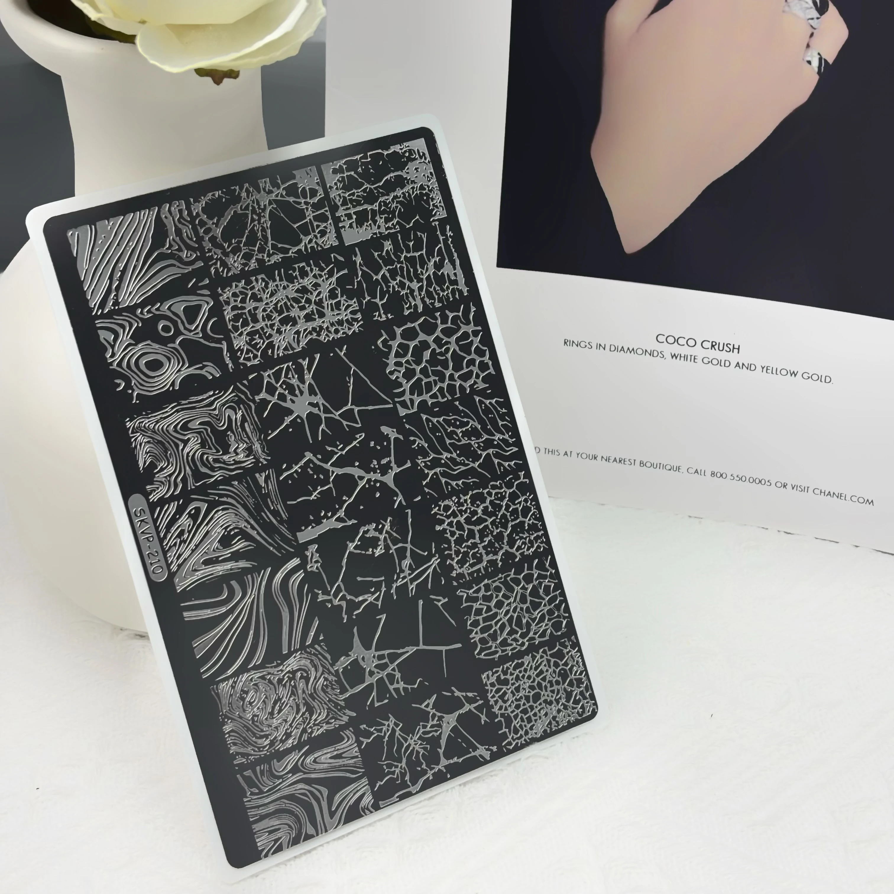 Nagel stempelplaat Halloween-elementen, kerstelementen, sneeuwvlokken patronen Stempel sjabloon plaat stencil DIY nagelgereedschap