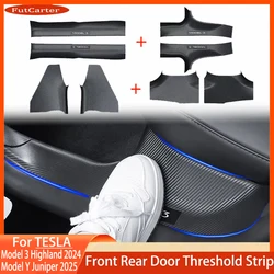 2 4 8Pcs ForTesla Model3/Y Highland 24-25ABS Front Rear Door Sill Protector Threshold Strip Anti-kick Guard Panel Waterproof Pad