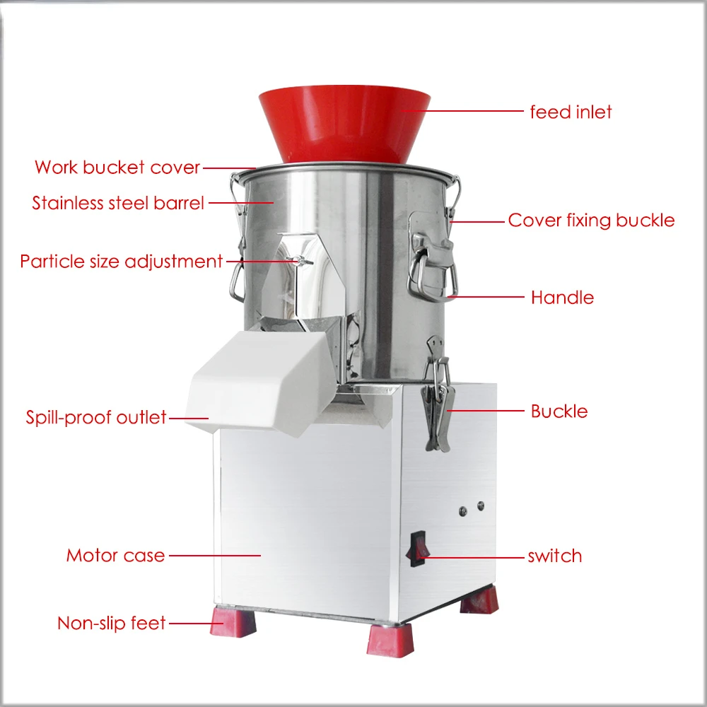 Máquina cortadora de verduras, 100 kg/h, picadora de verduras, cortadora de repollo/puerros/Chile/ajo/berenjena, 550W, 110V-220V