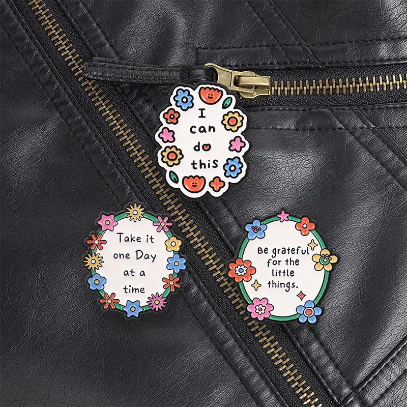 I Can Do This Floral Enamel Pin, Motivational Self Care Brooch for Confidence Building and Positive Mindset Charm