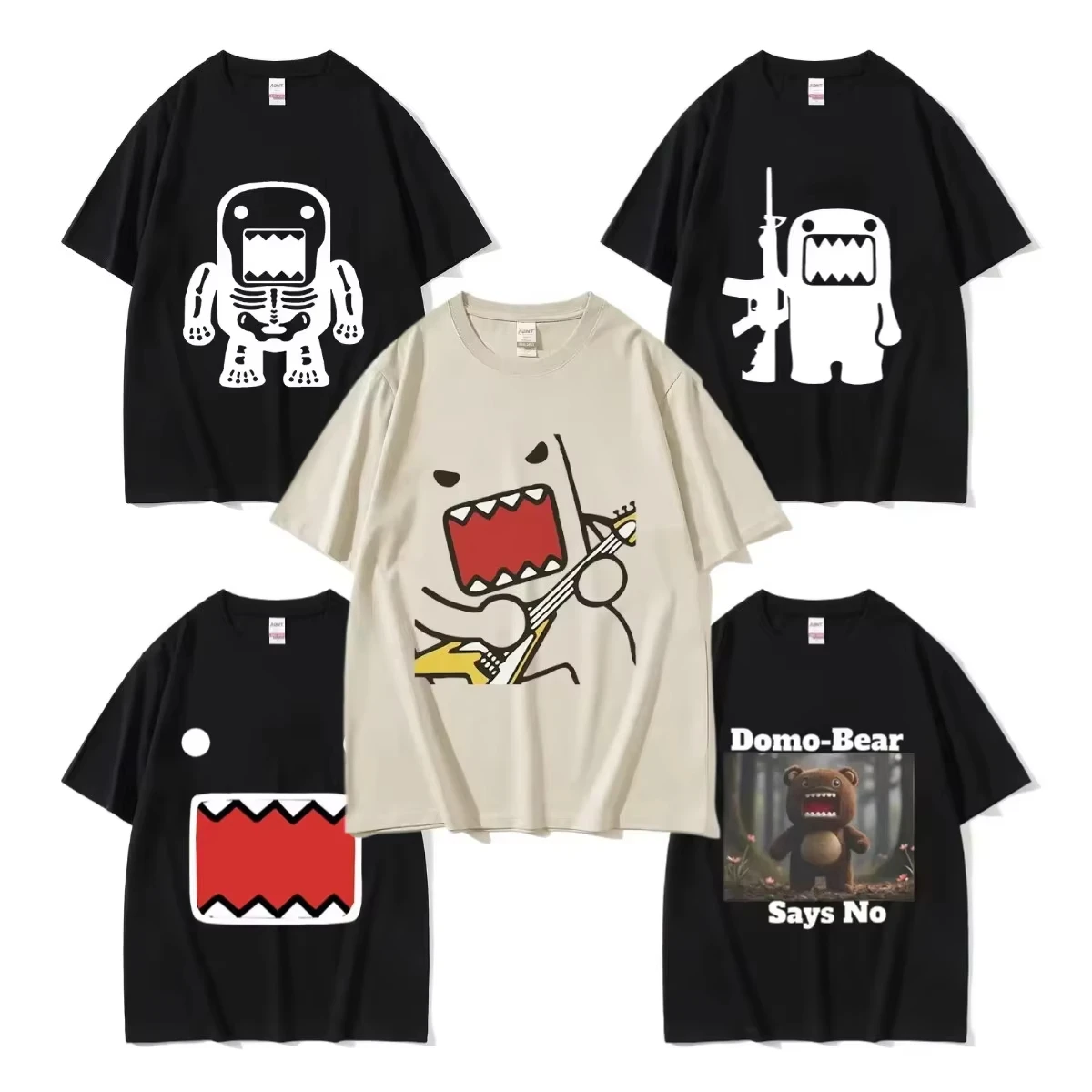 T-shirt à manches courtes Epic Face Domo Kun pour hommes et femmes, motif Emoji amusant et tendance, style européen et américain