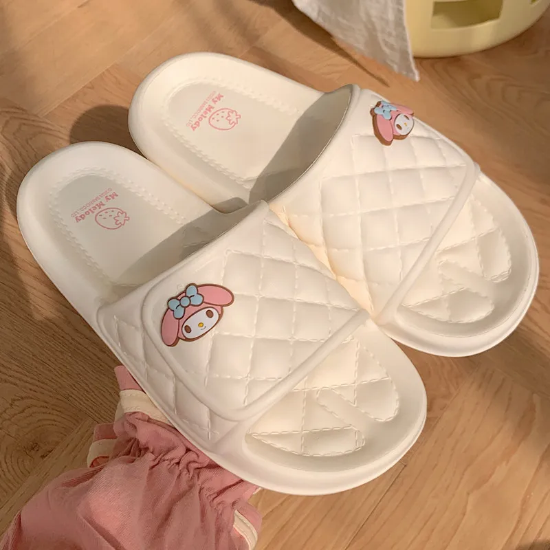 Cute Sanrio Soft-Soled Slippers Cartoon Keroppi Kuromi Cinnamoroll Home Indoor Eva Trampling Female Summer Sandals And Slippers