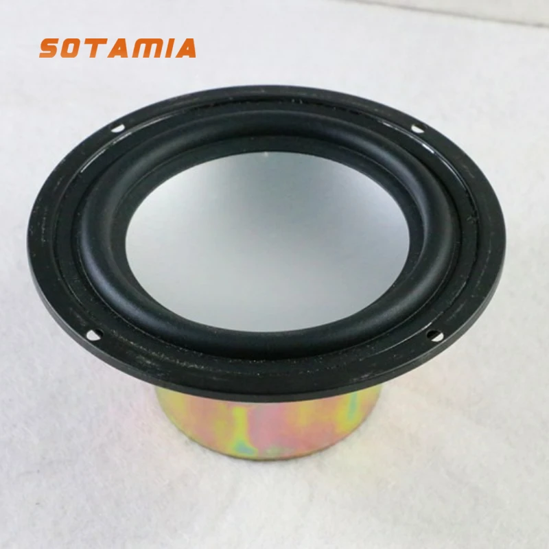SOTAMIA 1 Buah Speaker Audio Subwoofer 5 Inci 4 Ohm 30W Sistem Speaker Desktop Subwoofer Tepi Karet Baskom Bergetar Aluminium