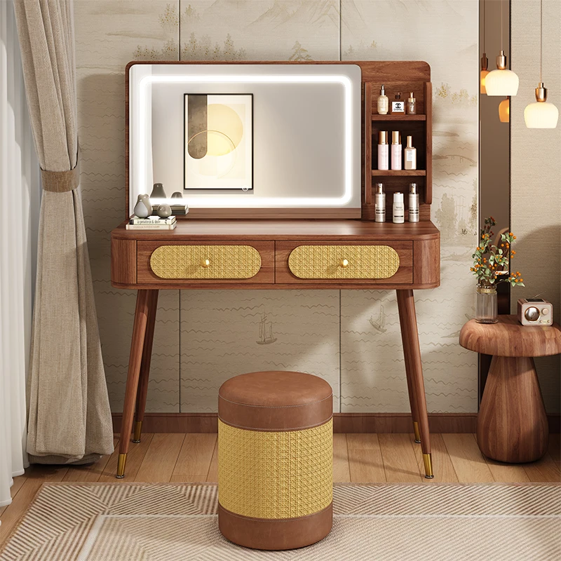 

Rattan Luxury Vanity Table Tallboy Femme Unique Aesthetic Premium Vanity Table Elegant Classic Coiffeuse De Chambre Furniture