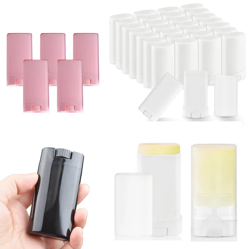 5 pçs portátil 15g/15ml plástico vazio oval plana tubos de bálsamo labial viagem desodorante maquiagem batom tubo recipientes garrafas de amostra
