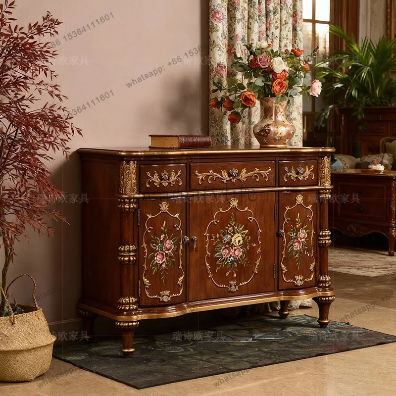 American hand-painted shoe cabinet, indoor storage cabinet integrated against the wall corridor corridor solid wood