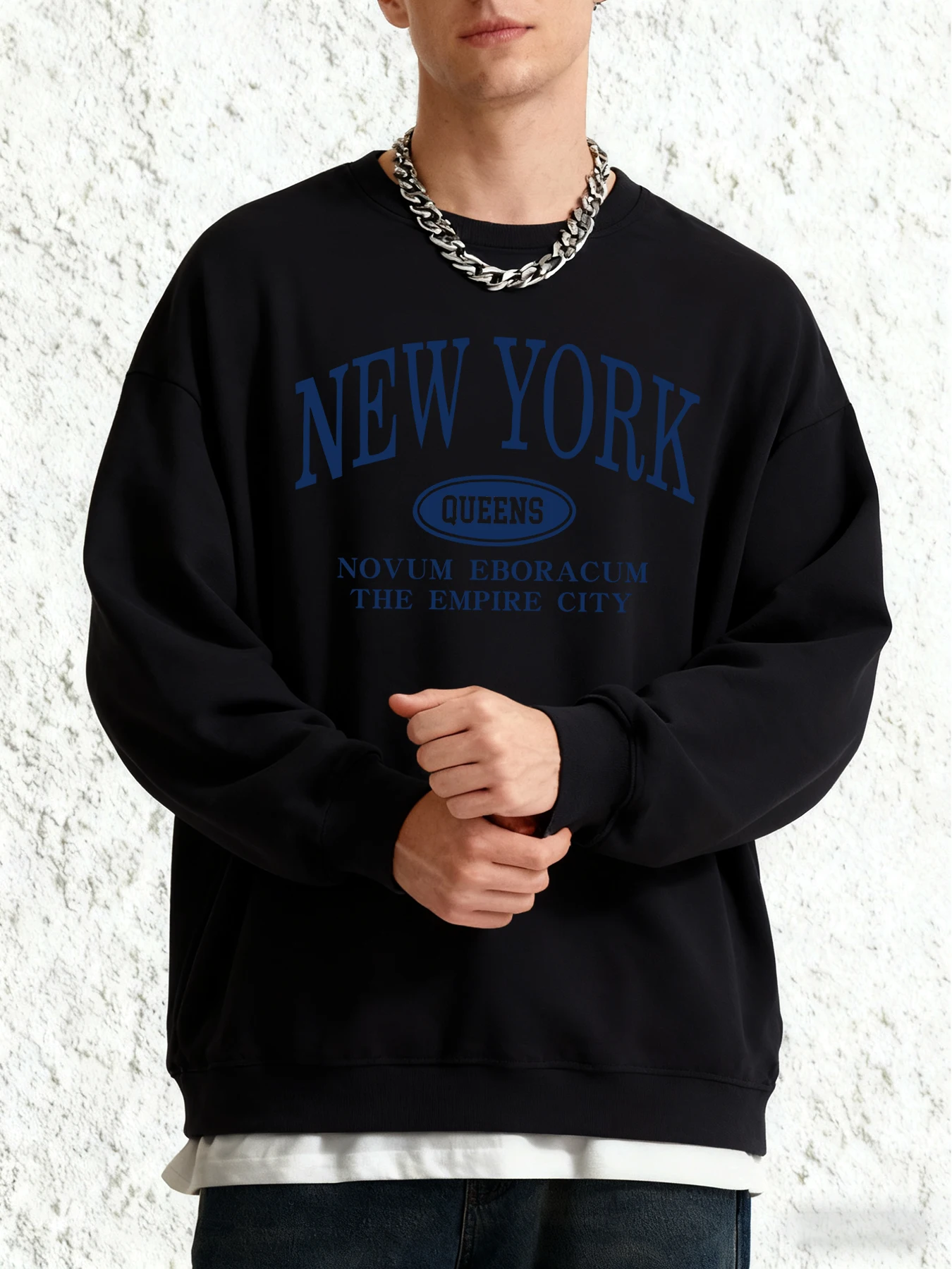 نيويورك كوينز رسائل يطبع الخريف البلوز رجالي عادية في الهواء الطلق البلوفرات Crewneck بلوزات على الموضة الملابس الدافئة كبيرة الحجم #2