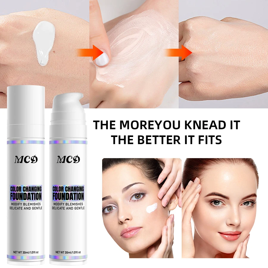 Color Changing Foundation for All Tones Skin Makeup Base Nude Face Full Cover Matte Concealer Long Lasting Liquid Foundation