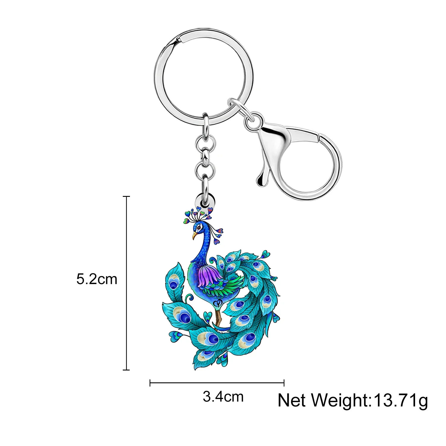 WEVENI Acrylic Colorful Peacock Birds Keychains Holy Elegant  Animals Jewelry Handbag Car Key Chains for Women Girls Accessories - view 6