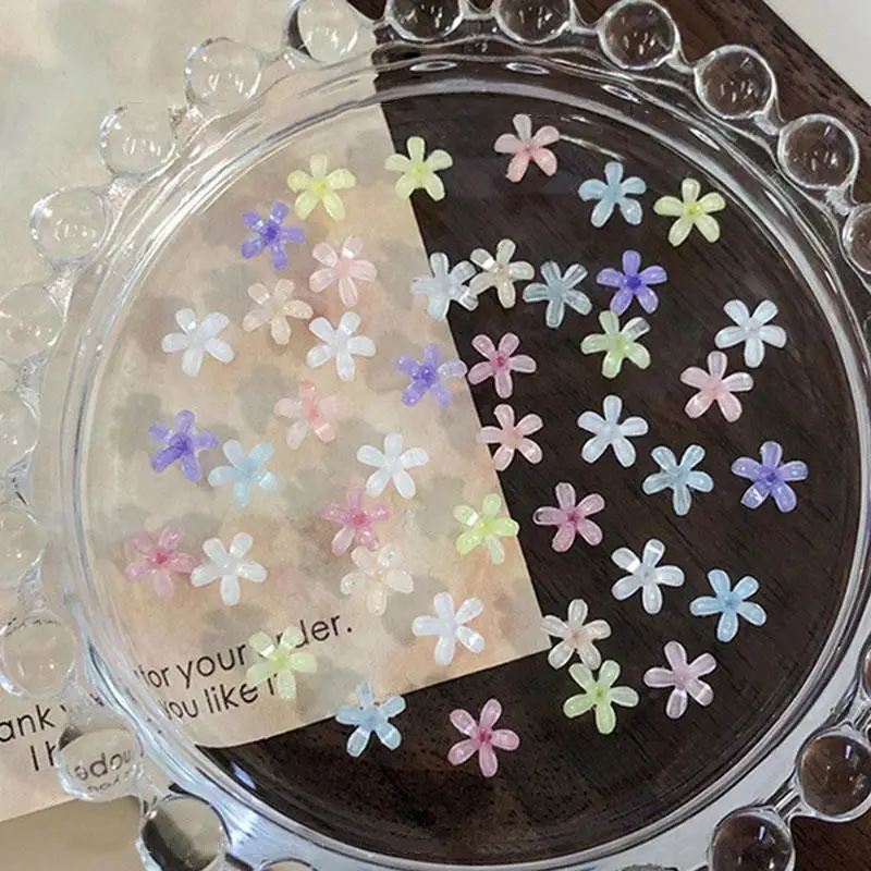 50 pezzi di fiori per nail art, ciondoli per unghie in resina, decorazione, decalcomanie di fiori di gelatina 3D, accessori per manicure estivi, fornitura per salone fai da te