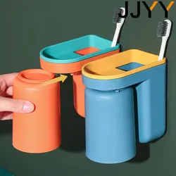 JJYY Multifunction Waterproof Wall Mount Toothbrush Holder Wall Mount Toothbrush Holder with Cup Bathroom Accessories Tool