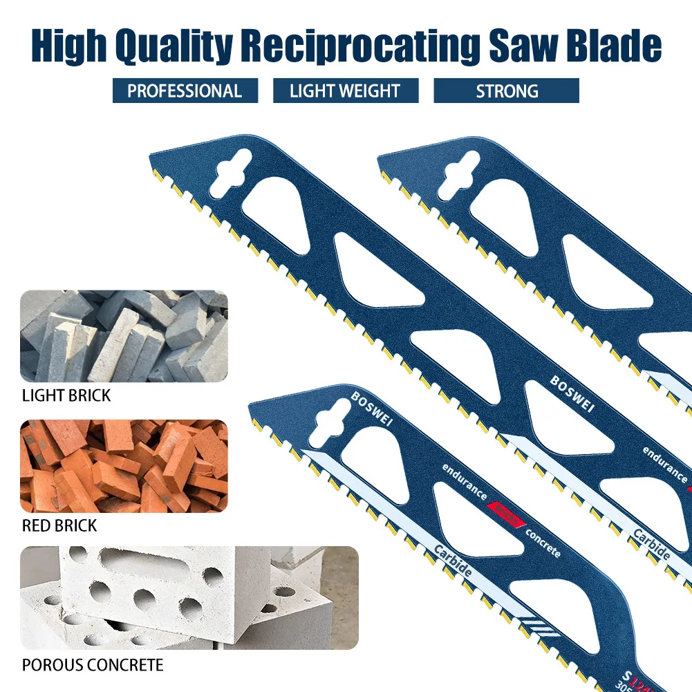  Carbide Alloy Reciprocating Saw Blade Hard Alloy Saber Saw Aerated Cement Bricks Concrete Stone Demolition Cutting Tool