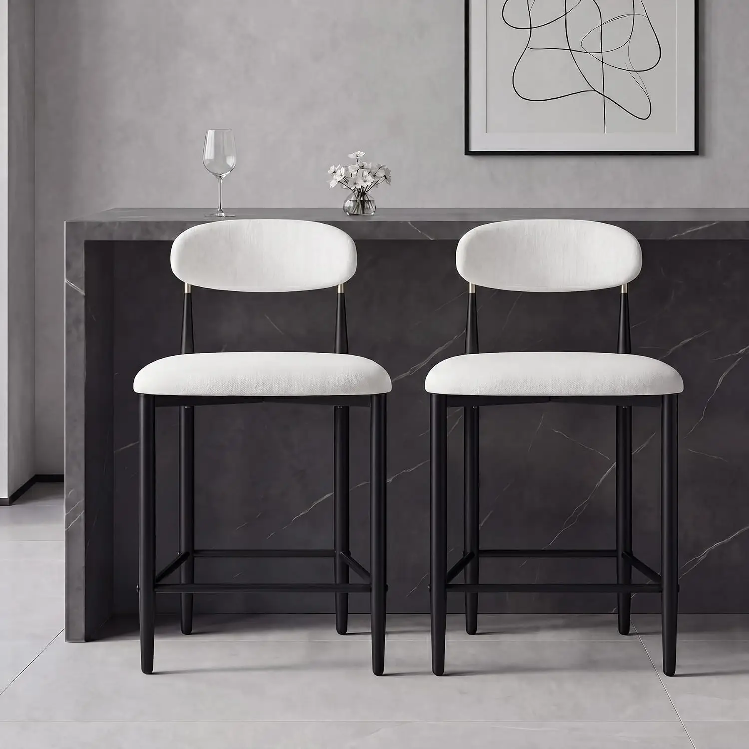Chenille Counter Bar Stools 2pcs, 26