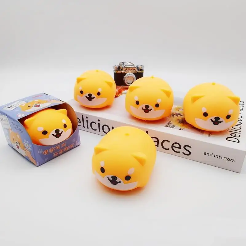 Juguete suave para apretar con forma de perro, pelota para aliviar el estrés para niños y adultos, juguete blando de animales de dibujos animados para cachorros