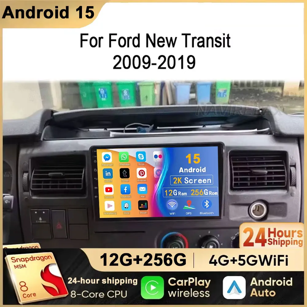

Android15 Radio Car GPS Navigation for Ford New Transit 2009-2019 Head Unit Autoradio Multimedia Player Stereo Audio Auto
