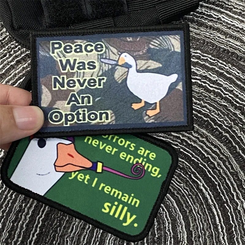 Peace Was Never An Option Tactical Patches Animal Duck Print Morale Badge Hook&loop Backpack Clothing Decorative Diy Sticker