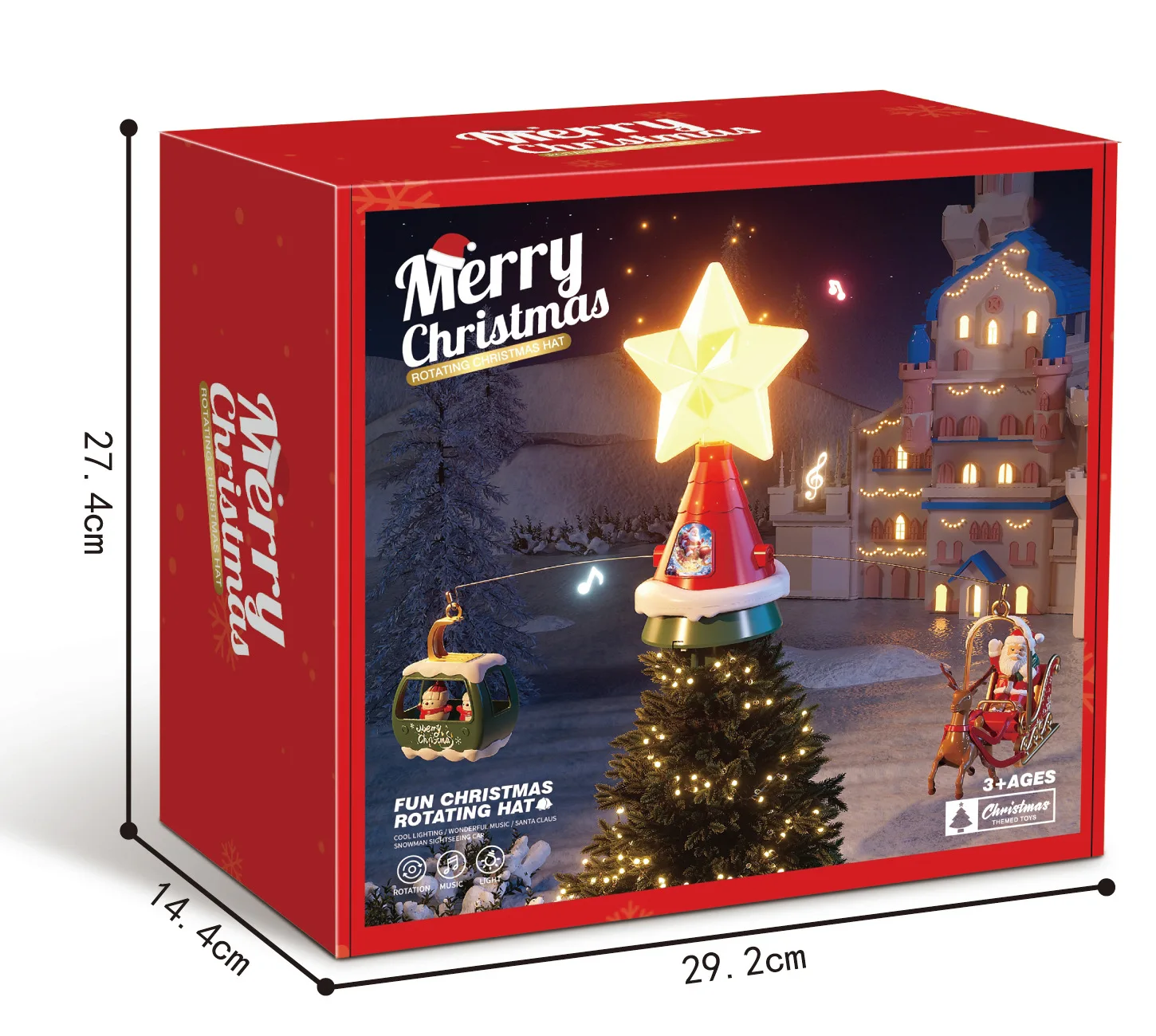 New Christmas Tree Decoration Top Rotating Music Lighting Decoration Festive Atmosphere Lighting Fully Automatic