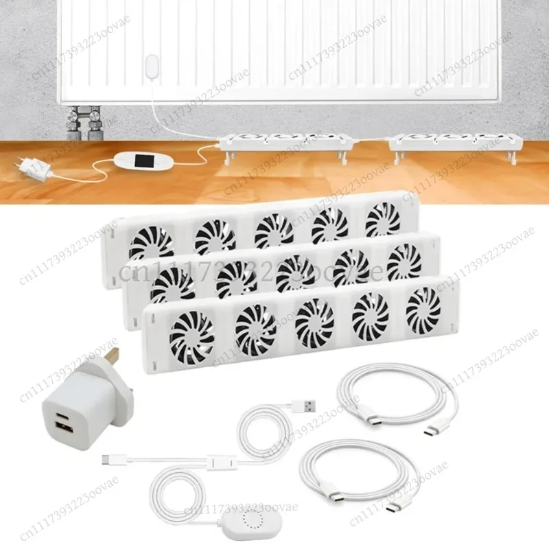 5.0 Magnetic Fireplace Fan Smart Radiator Booster Heat Powered Stove Fan Warm Air Distribution Extension Kit for Home EU Plug