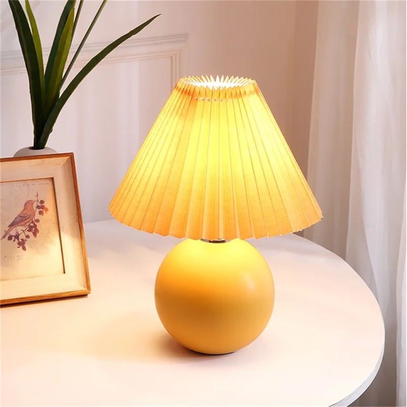 Modern Yellow Table Lamps LED Creative Ceramic Simple Desk Light for Home Living Room Bedroom Decoration