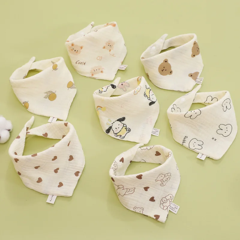 

1pcs Baby Bibs Cotton Saliva Towel Triangle Scarf Newborn 4Layer Burp Cloths Bandana Baby Accessories Newborn