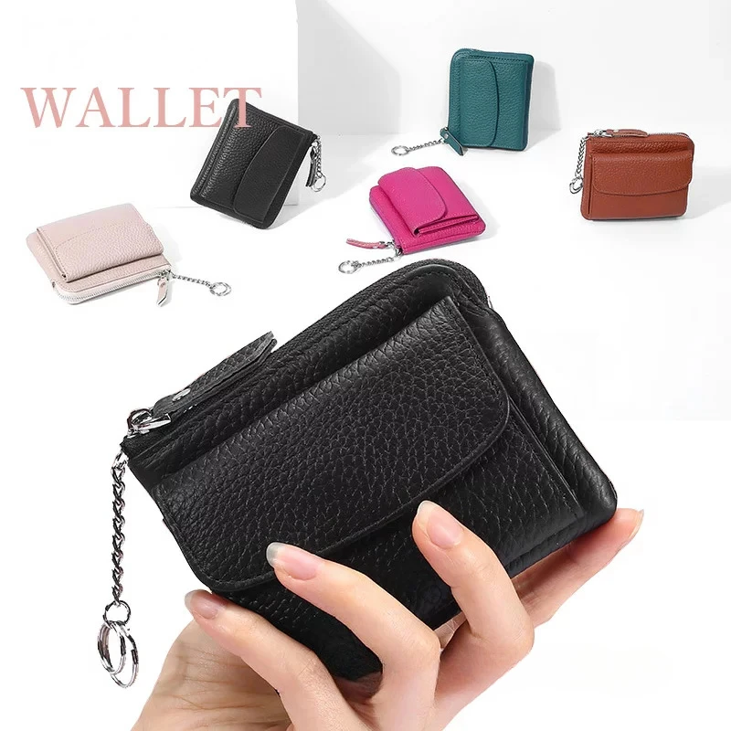 Ultra-thin Simple Style Genuine Leather Card Holder Fashion Mini Short Envelope Women Wallet Korean Japan Credit Card Case Purse