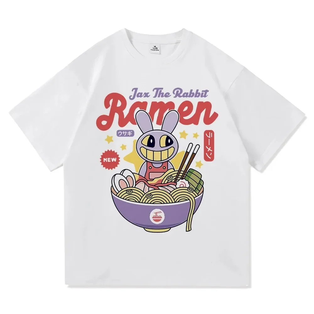 The Amazing Digital Circus Jax Ramen T Shirt Fashion Kids Funny Caine Pomni T-Shirt Unisex Cute Rabbit Noodles Tees Shirts