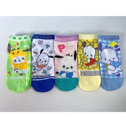 5pairs Kawaii Sanrio Socks Pochacco Anime Cute Summer Student Movement Comfortable Breathable Cartoon Socks Toys for Girls Gifts