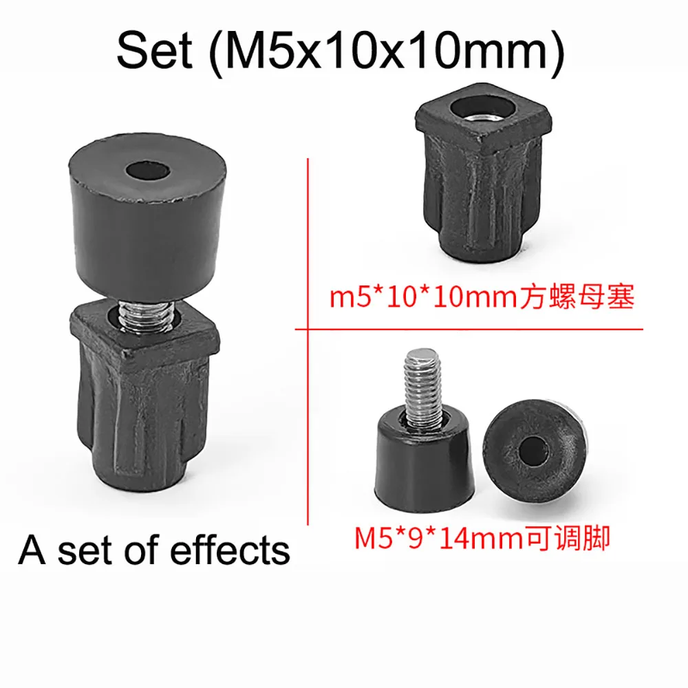 4/10pcs M5 Screw-In Bolt On Pad Height Adjustable Leveling Chair Leg Feet Sofa Table Mute Damping Black/Transparent Plastic Base